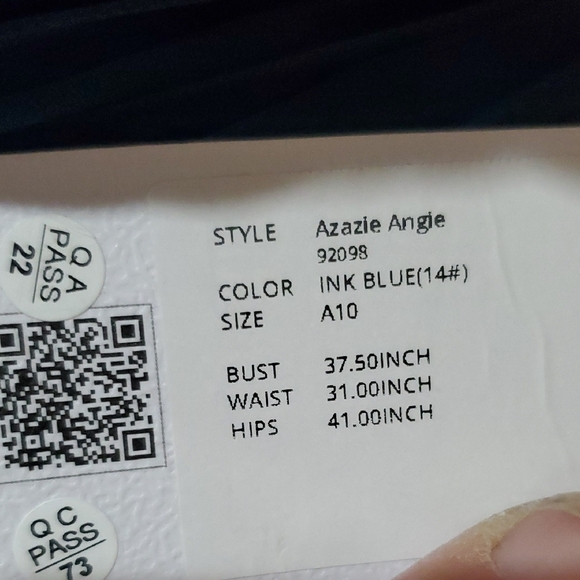 Azazie Angie Ink Blue Ruched V-Neck Midi Dress for Wedding Guest - Picture 7 of 7